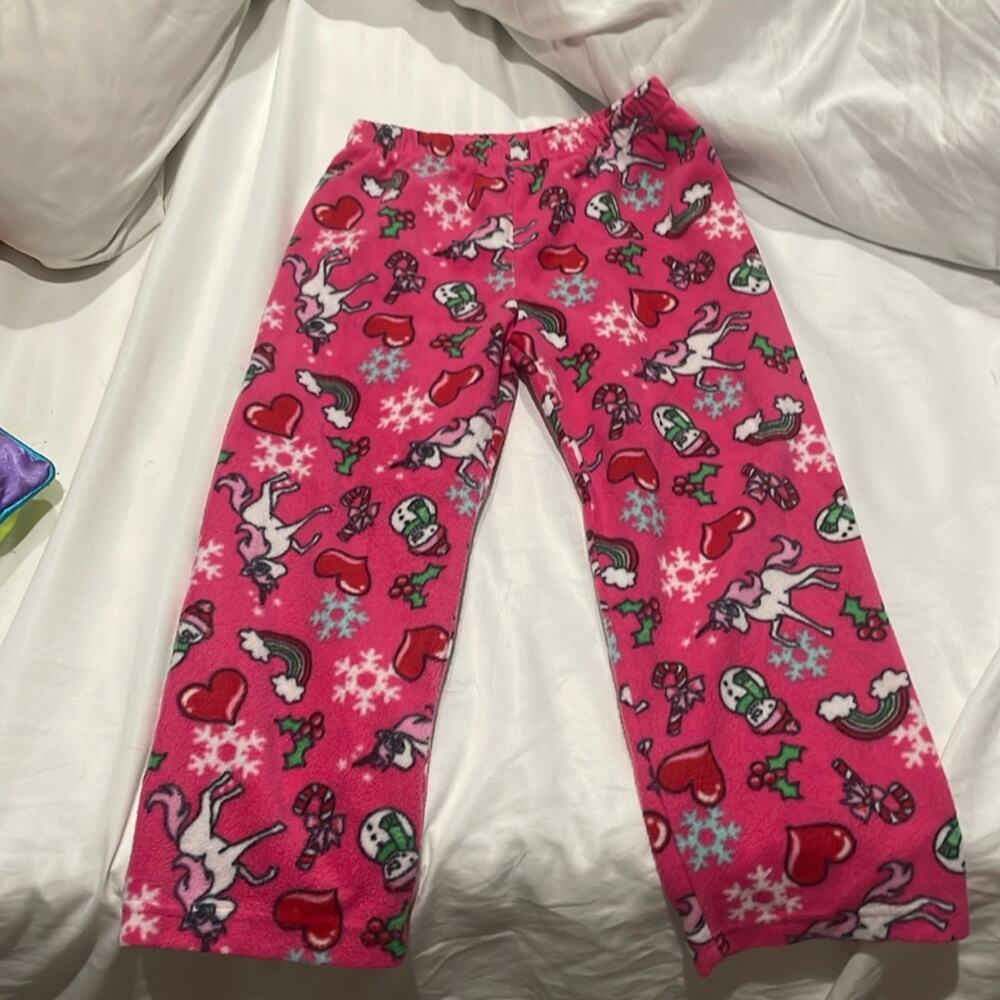 Childrens place 5 💯 polyester fleece straight leg pajama pant elastic waste exp